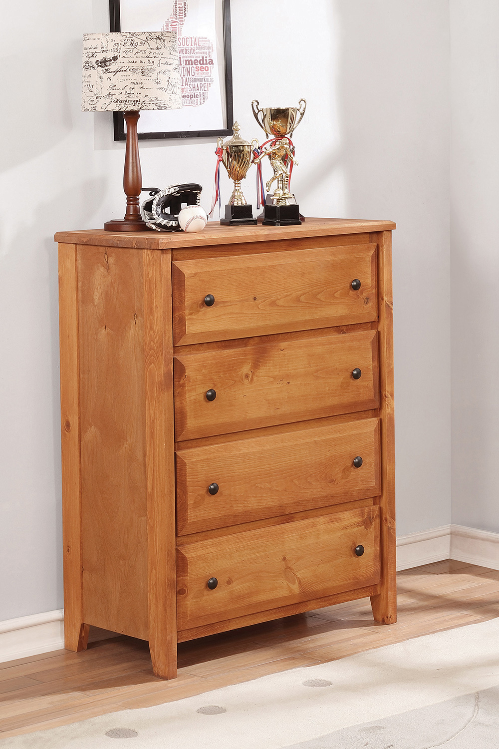 Coaster Wrangle Hill 4-Drawer Chest - Amber Wash