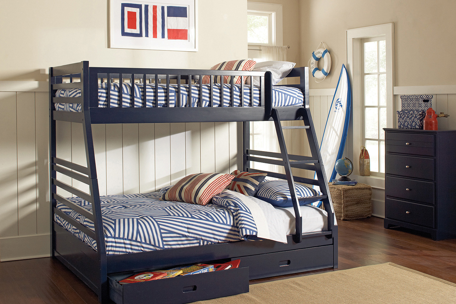 Coaster Ashton Twin Over Full 2-Drawer Bunk Bed - Navy Blue