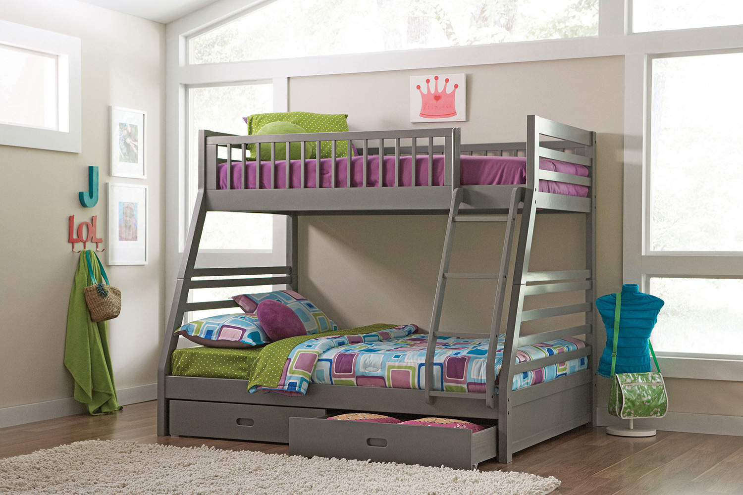 Coaster Ashton Twin Over Full 2-Drawer Bunk Bed - Gray