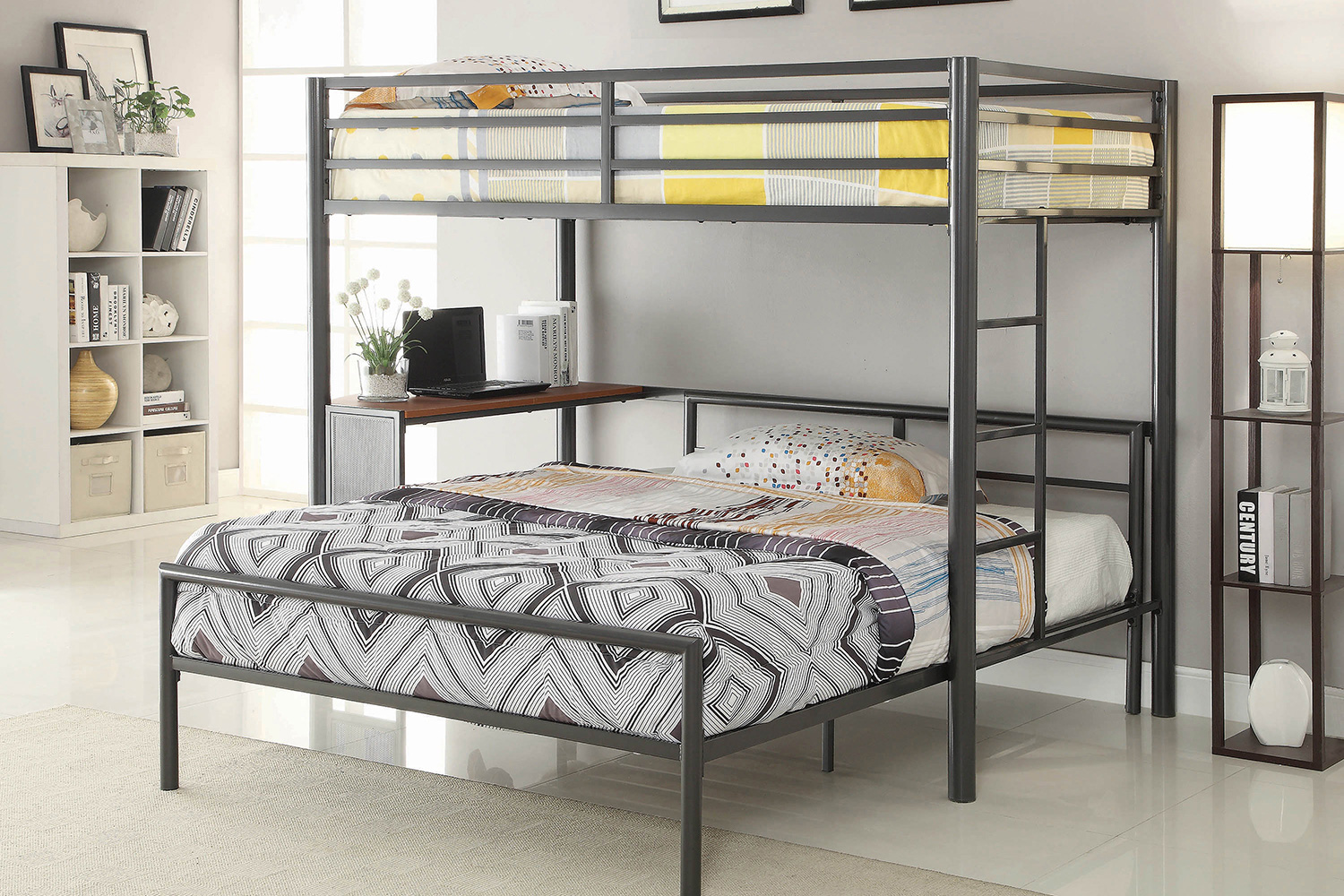 Coaster Fisher Twin Workstation Loft Bed - Gunmetal