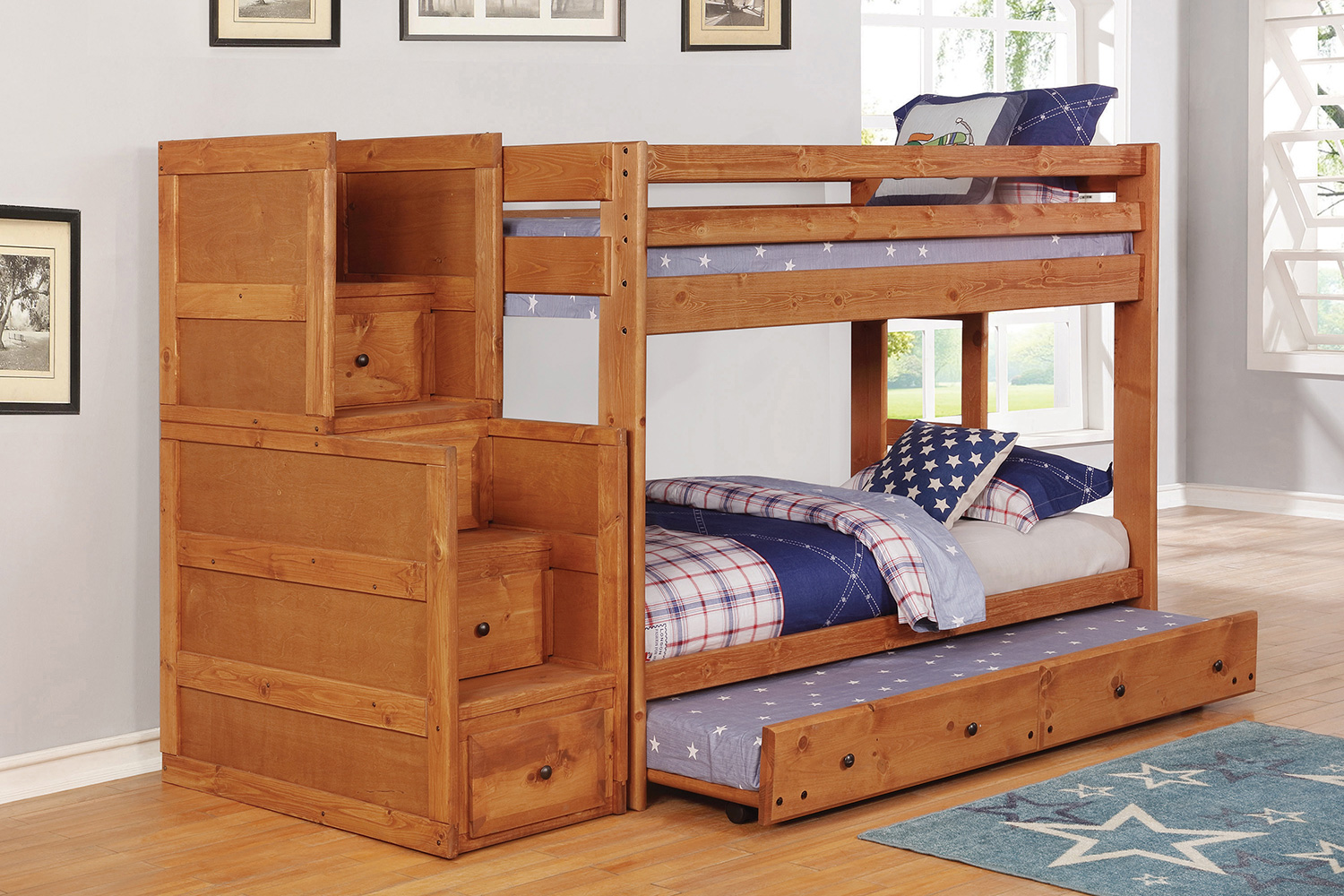 Coaster Wrangle Hill Twin Over Twin Bunk Bed - Amber Wash