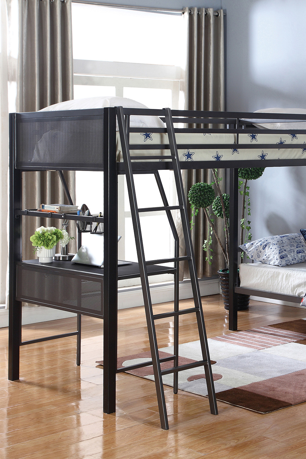 Coaster Meyers Twin Over Twin Metal Bunk Bed - Black/Gunmetal