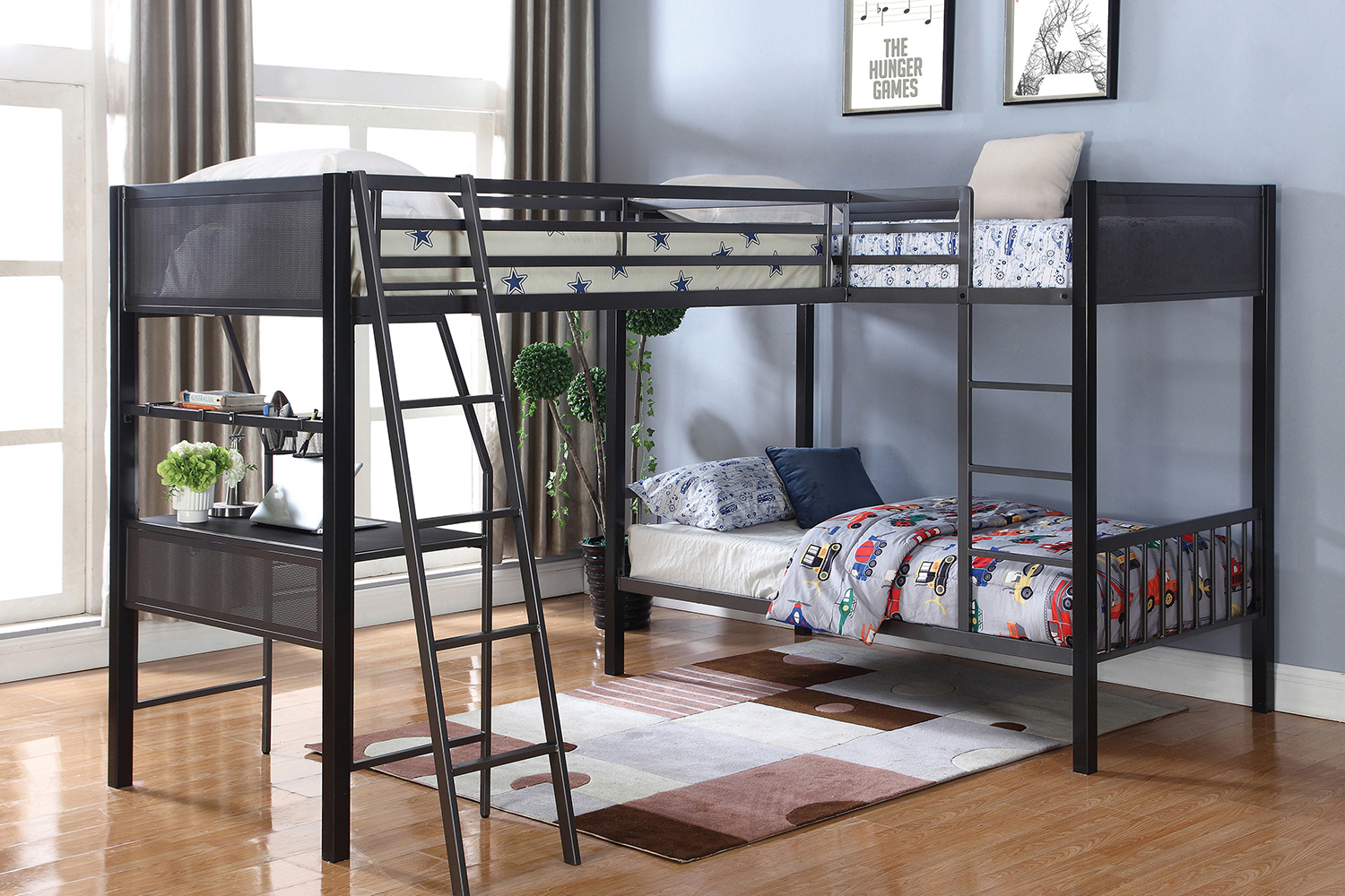 Coaster Meyers Twin Over Twin Metal Bunk Bed - Black/Gunmetal