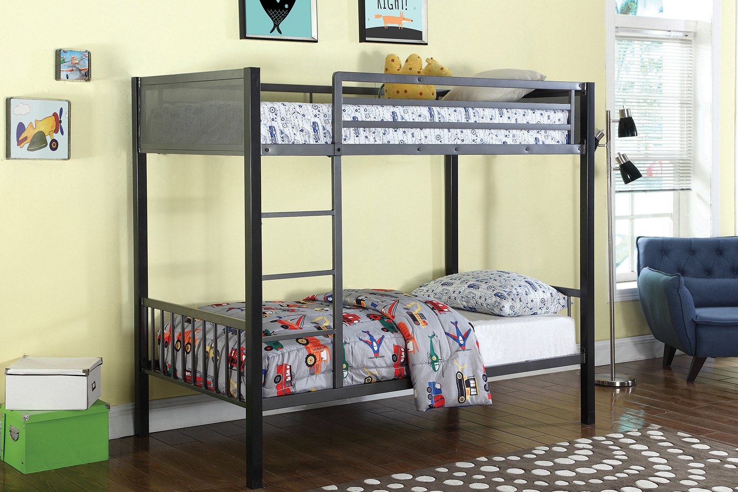 Coaster Meyers Twin Over Twin Metal Bunk Bed - Black/Gunmetal