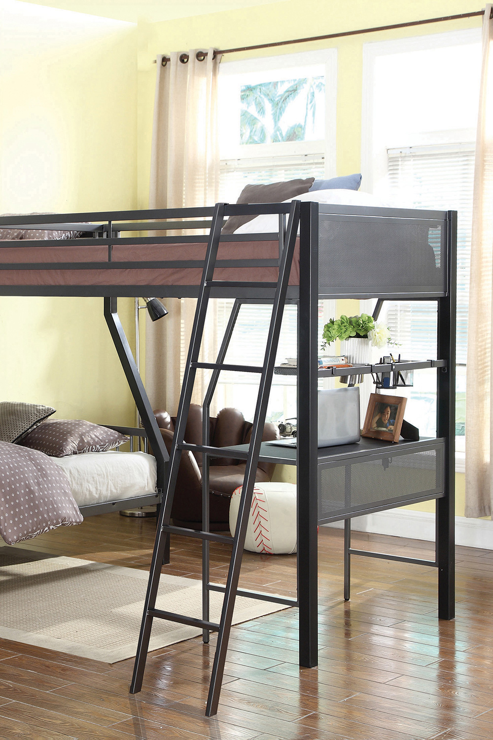 Coaster Meyers Twin Over Full Metal Bunk Bed - Black/Gunmetal