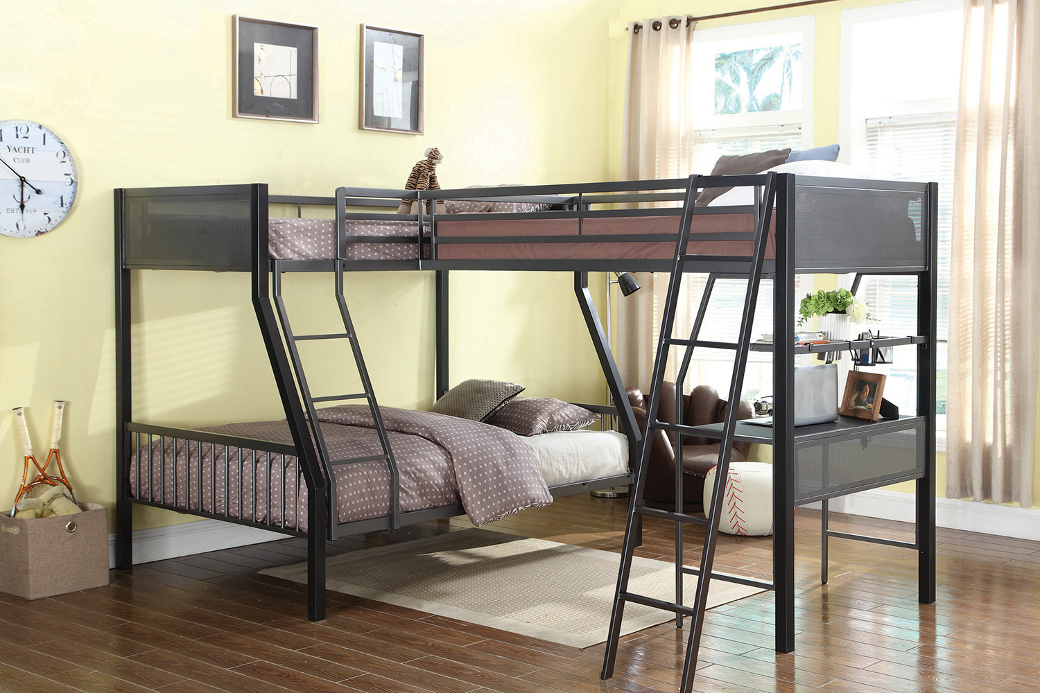 Coaster Meyers Twin Over Full Metal Bunk Bed - Black/Gunmetal