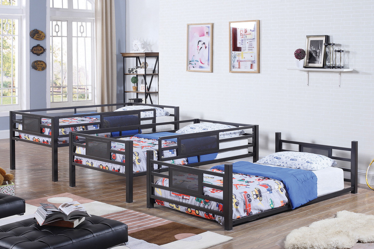 Coaster Rogen Full Triple Bunk Bed - Dark Bronze