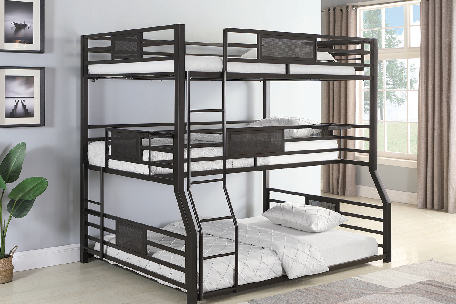 Coaster - Rogen Fill/Twin Xl/Queen Triple Bunk Bed in Dark Bronze