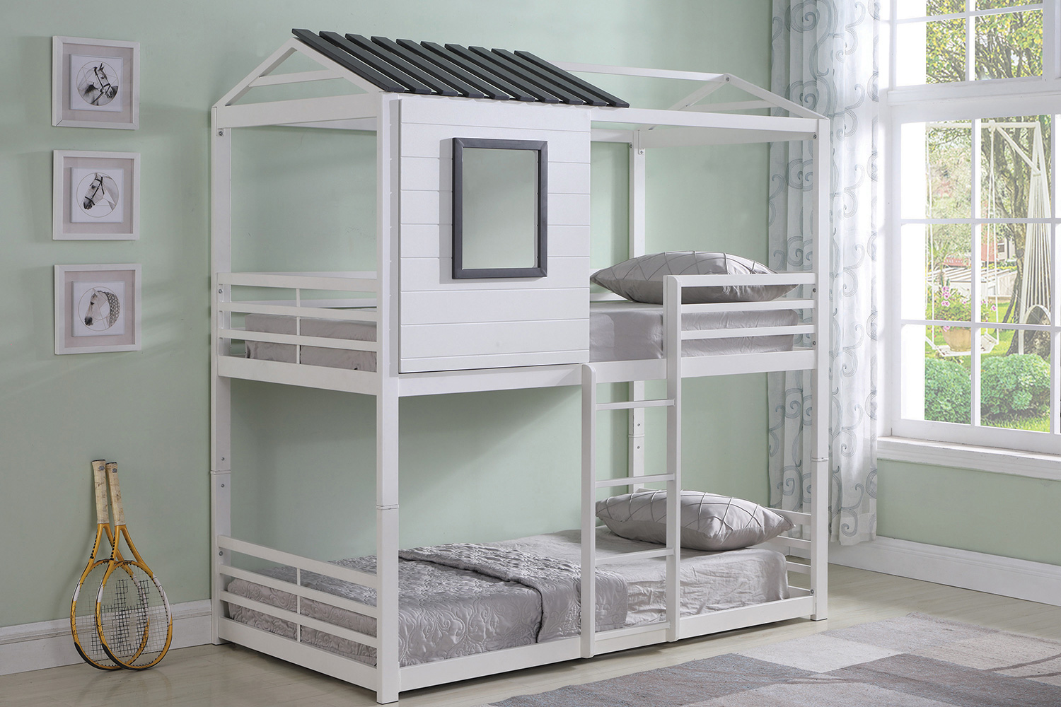 Coaster - Belton House-Themed Twin Over Twin Bunk Bed in White