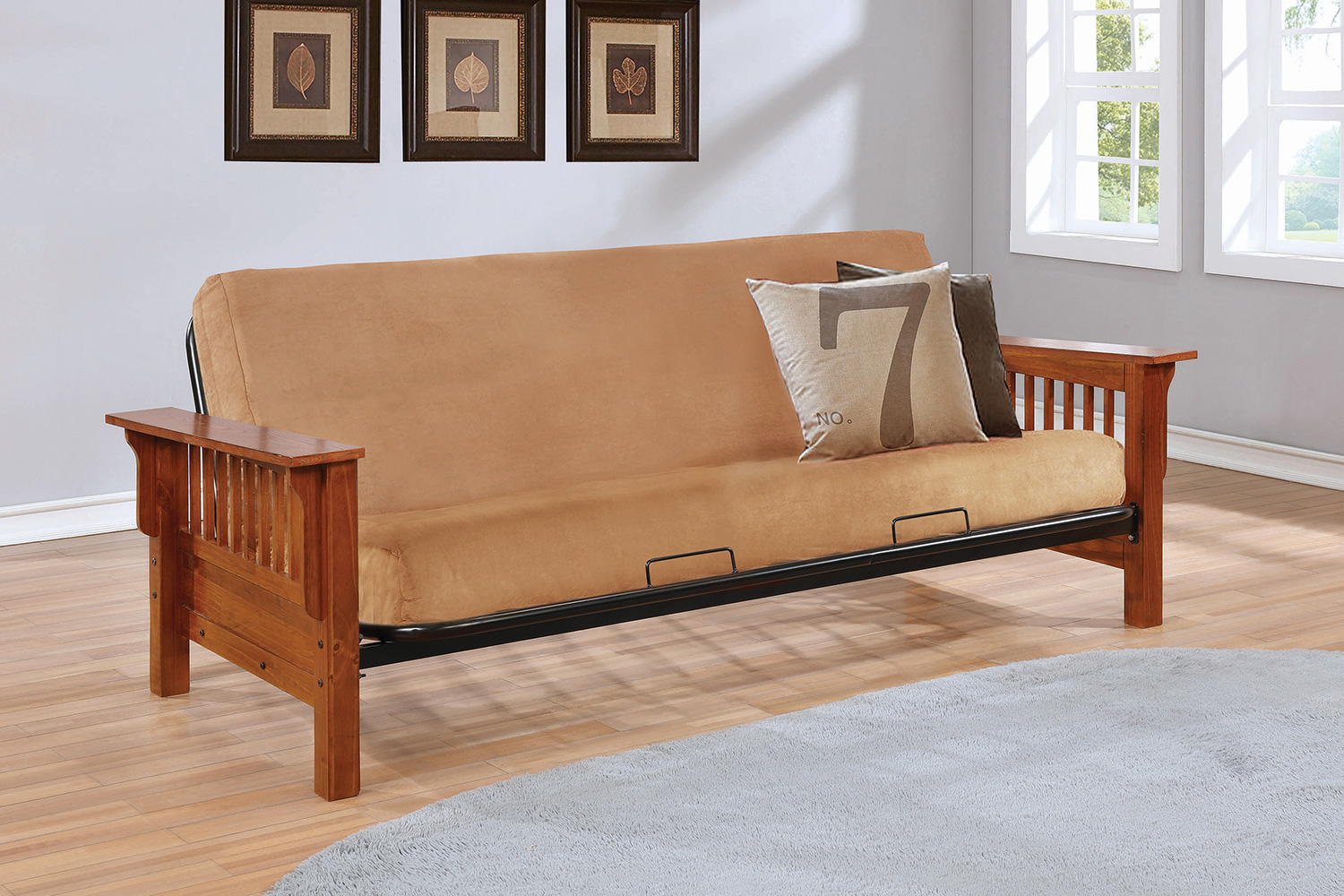 Coaster - Futon Frame With Slat Detail in Oak