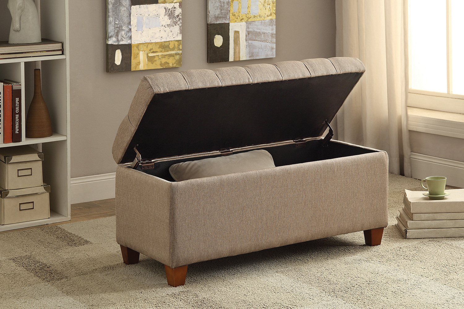 Coaster Tufted Storage Bench - Taupe