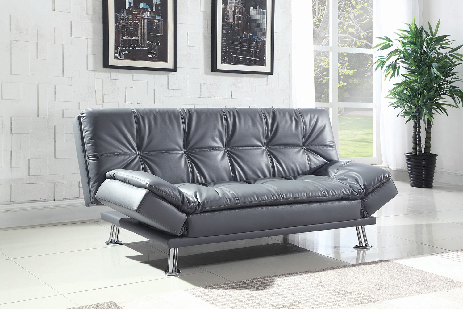 Coaster Dilleston Tufted Back Upholstered Sofa Bed - Gray