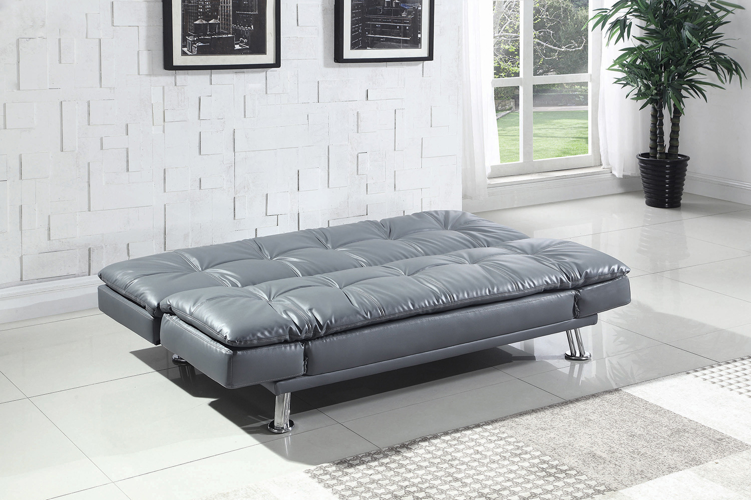 Coaster Dilleston Tufted Back Upholstered Sofa Bed - Gray