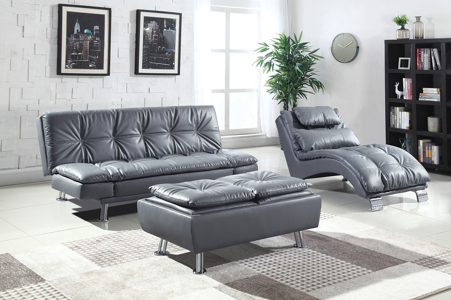 Coaster Dilleston Tufted Back Upholstered Sofa Bed - Gray