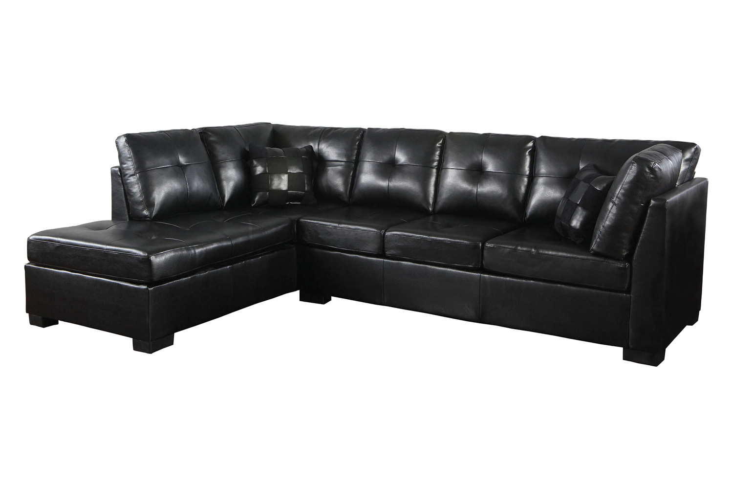 Coaster - Darie Cushion Back Tufted Sectional Sofa in Black