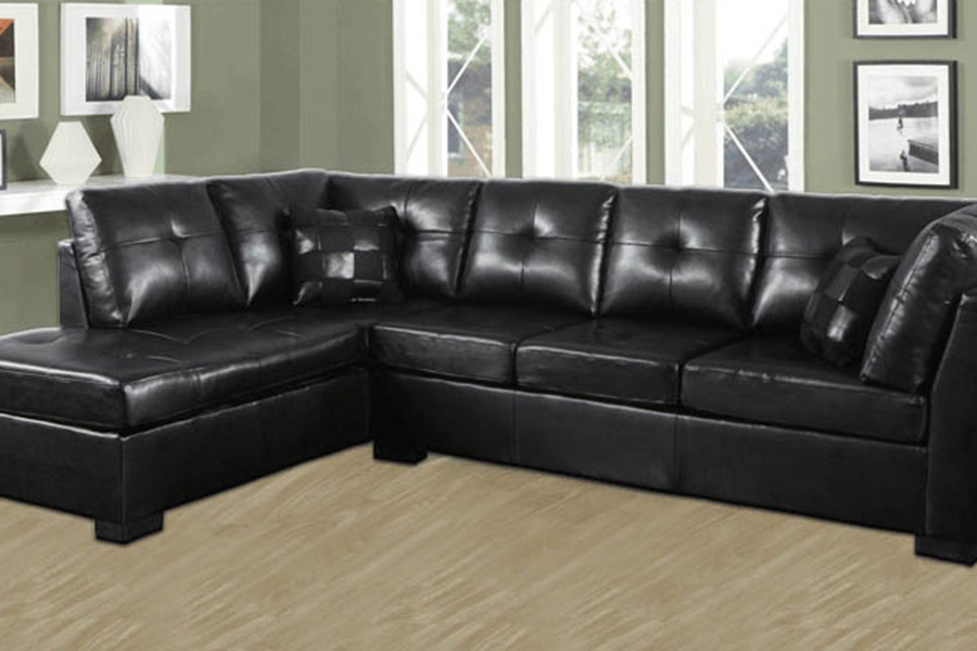 Coaster - Darie Cushion Back Tufted Sectional Sofa in Black