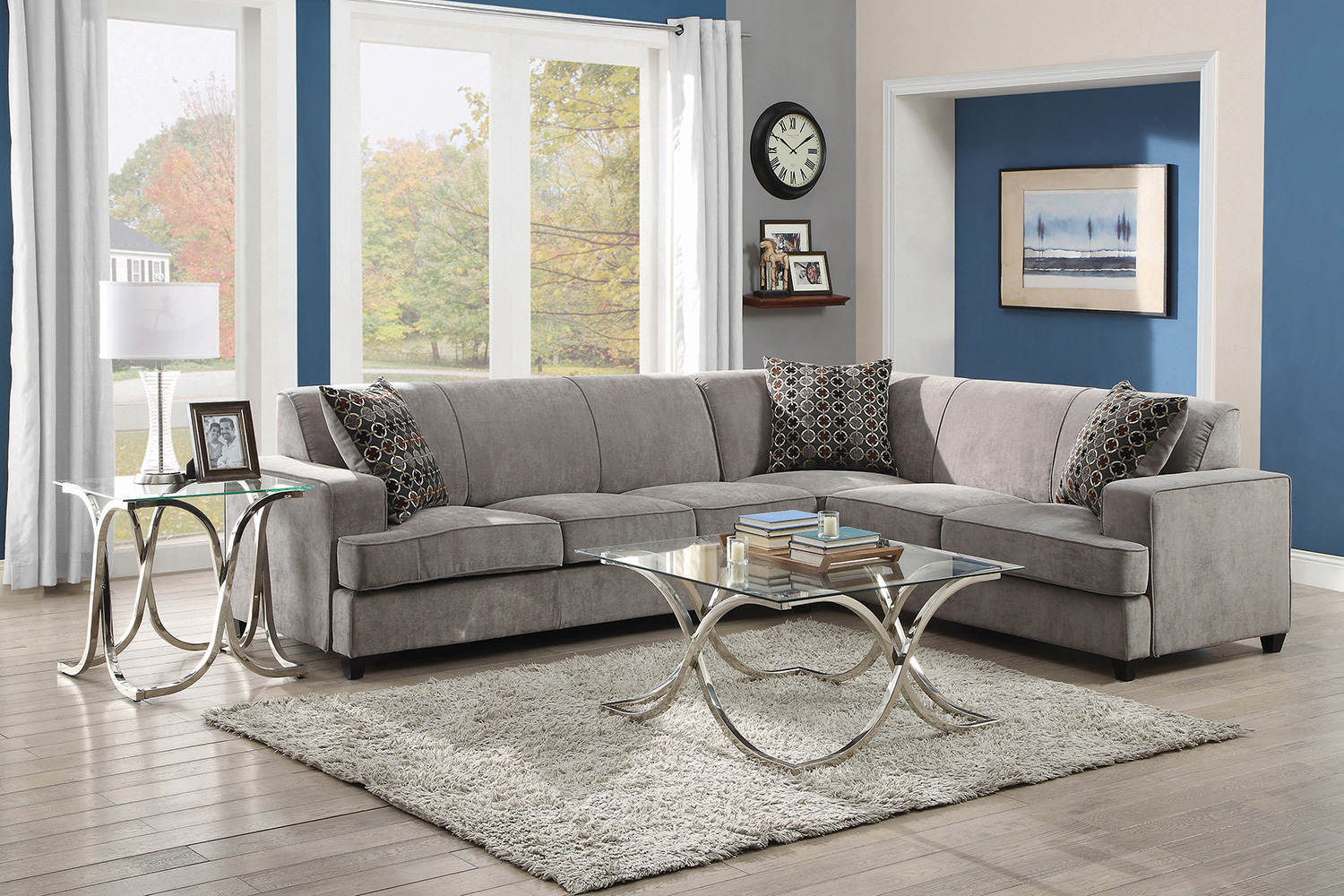 Coaster - Tess L-Shape Sleeper Sectional in Gray