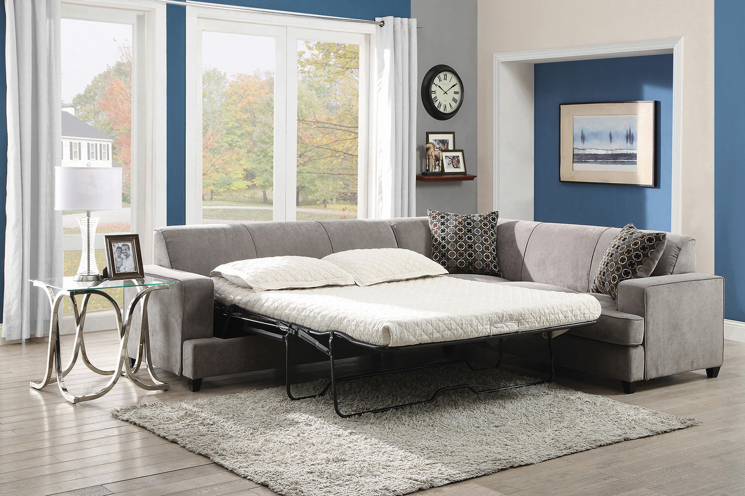 Coaster - Tess L-Shape Sleeper Sectional in Gray