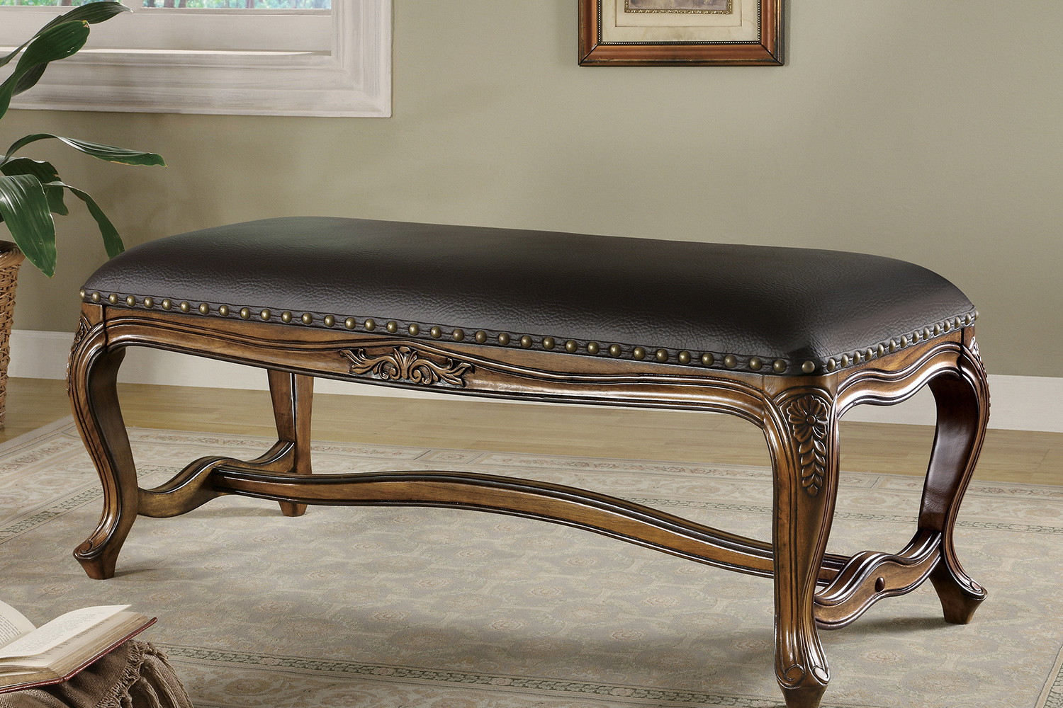 Coaster - Upholstered Bench in Brown/Black