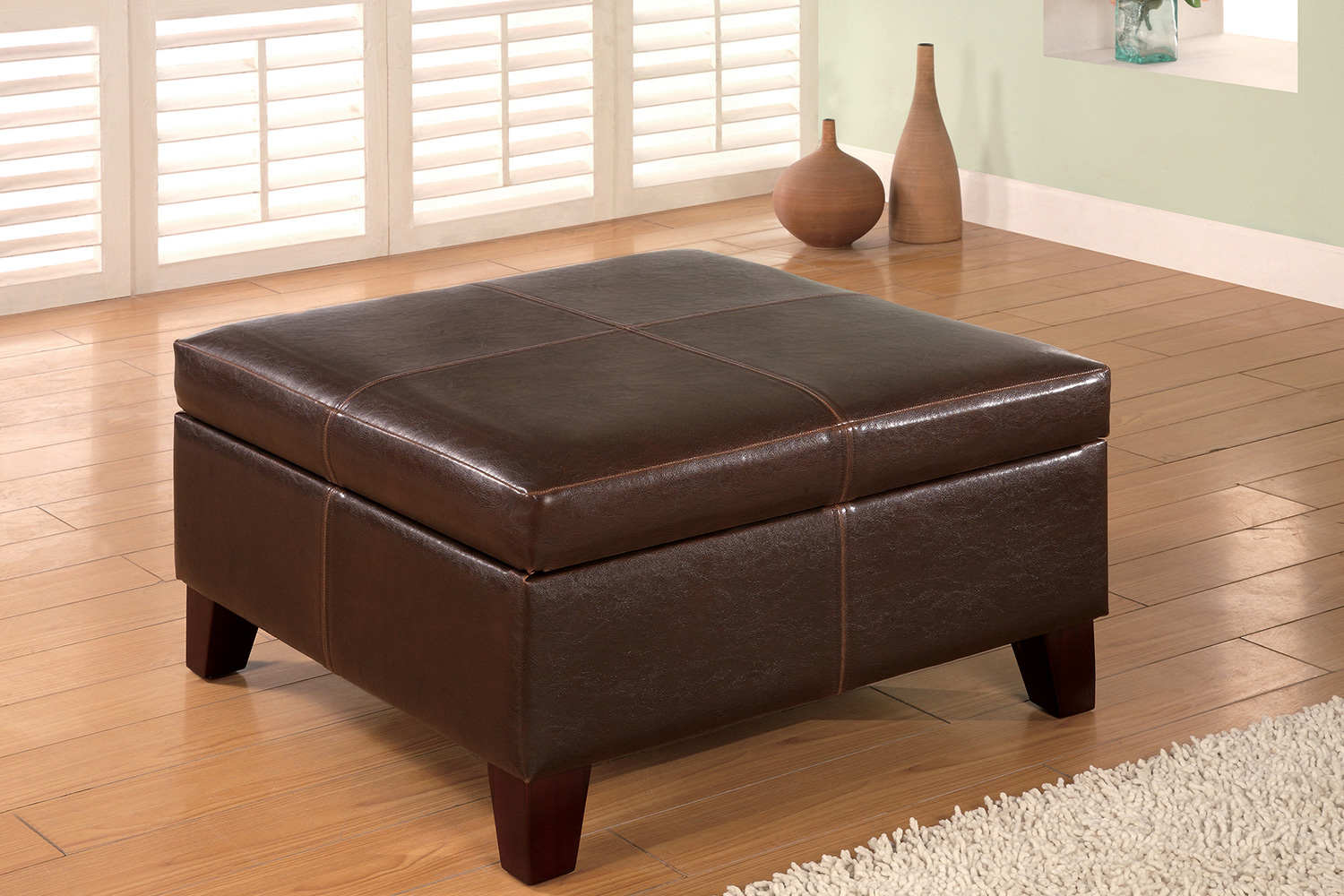 Coaster™ Square Storage Ottoman - Dark Brown