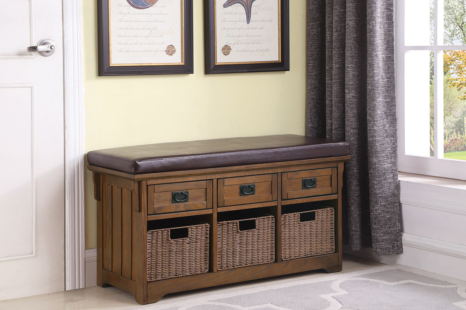 Coaster - 42" 3-Drawer Storage Bench in Brown