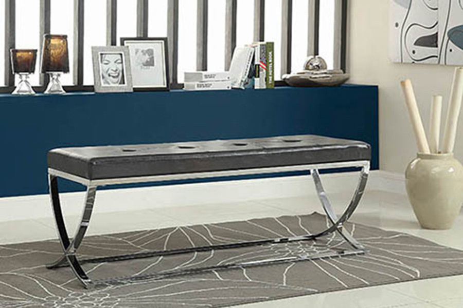 Coaster - Rectangle Upholstered Tufted Bench in Black