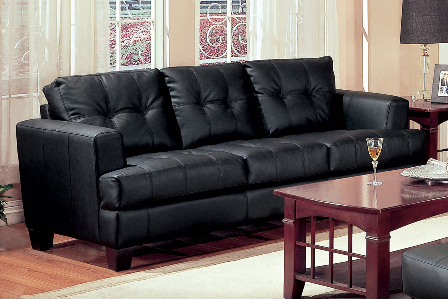 Coaster - Samuel Upholstered Tufted Sofa in Black