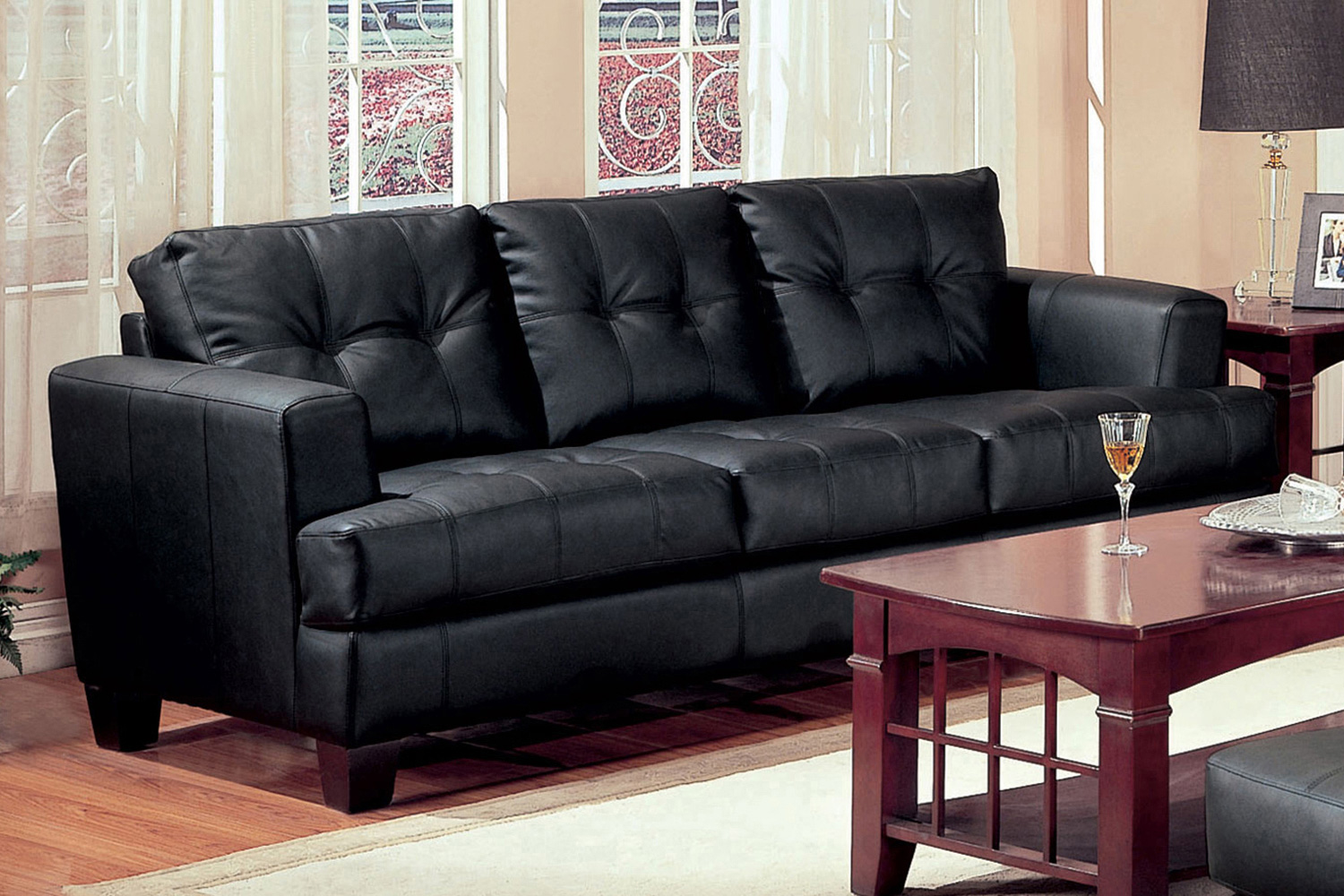 Coaster Samuel Upholstered Tufted Living Room Set - Black