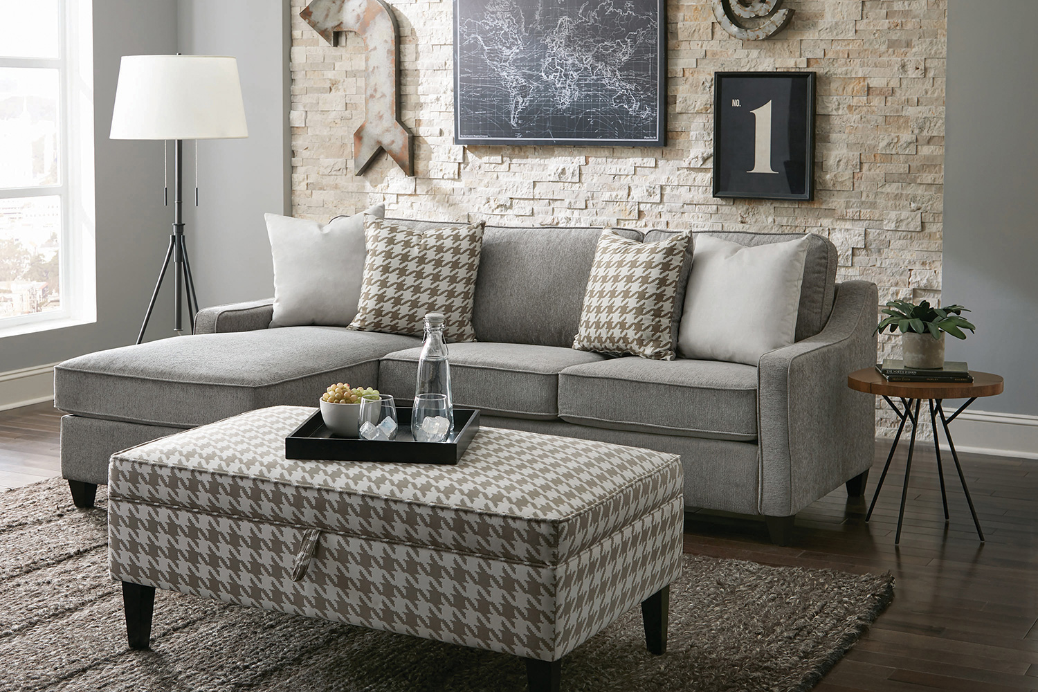 Coaster Mcloughlin Upholstered Sectional - Charcoal