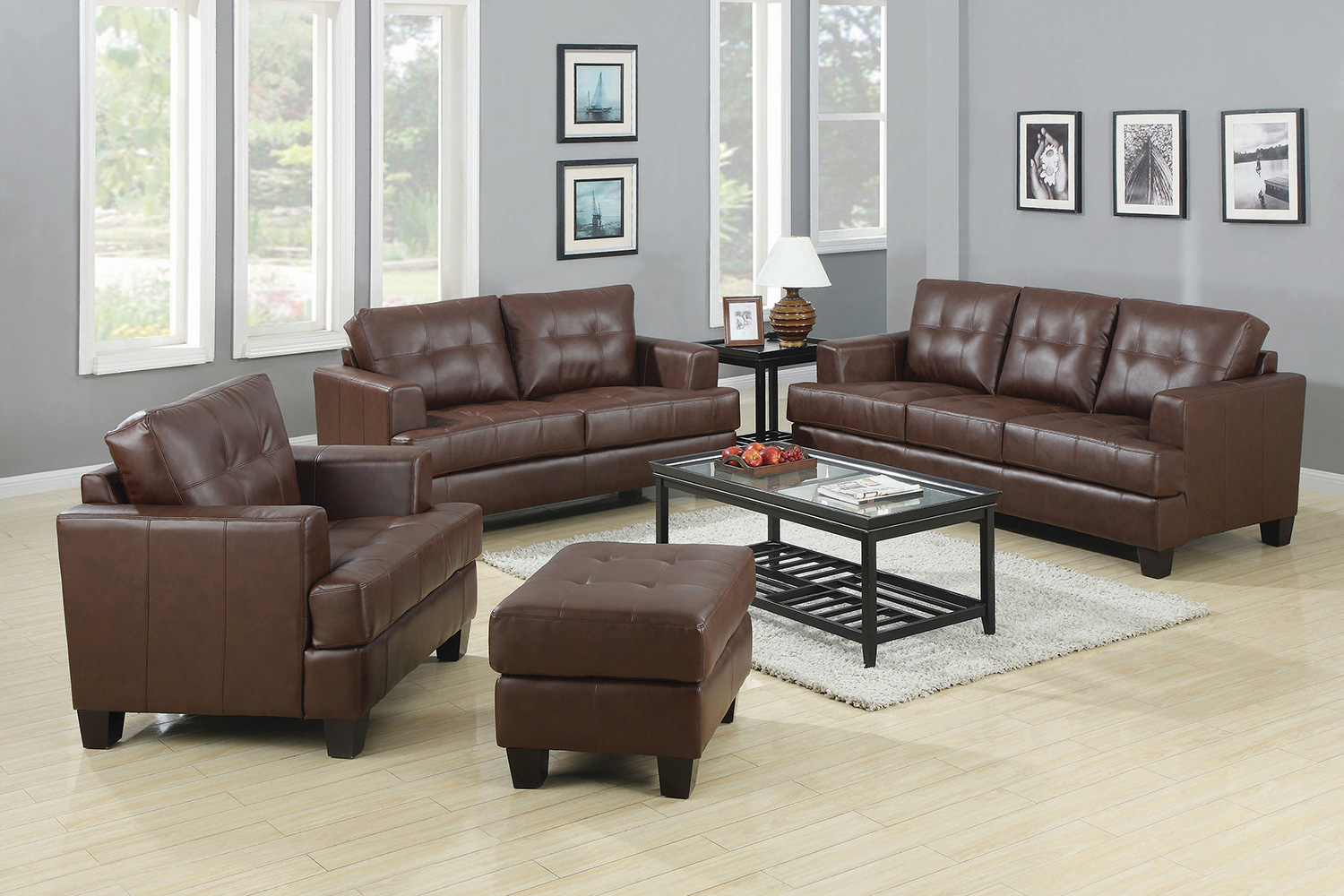 Coaster Samuel Tufted Sofa - Dark Brown