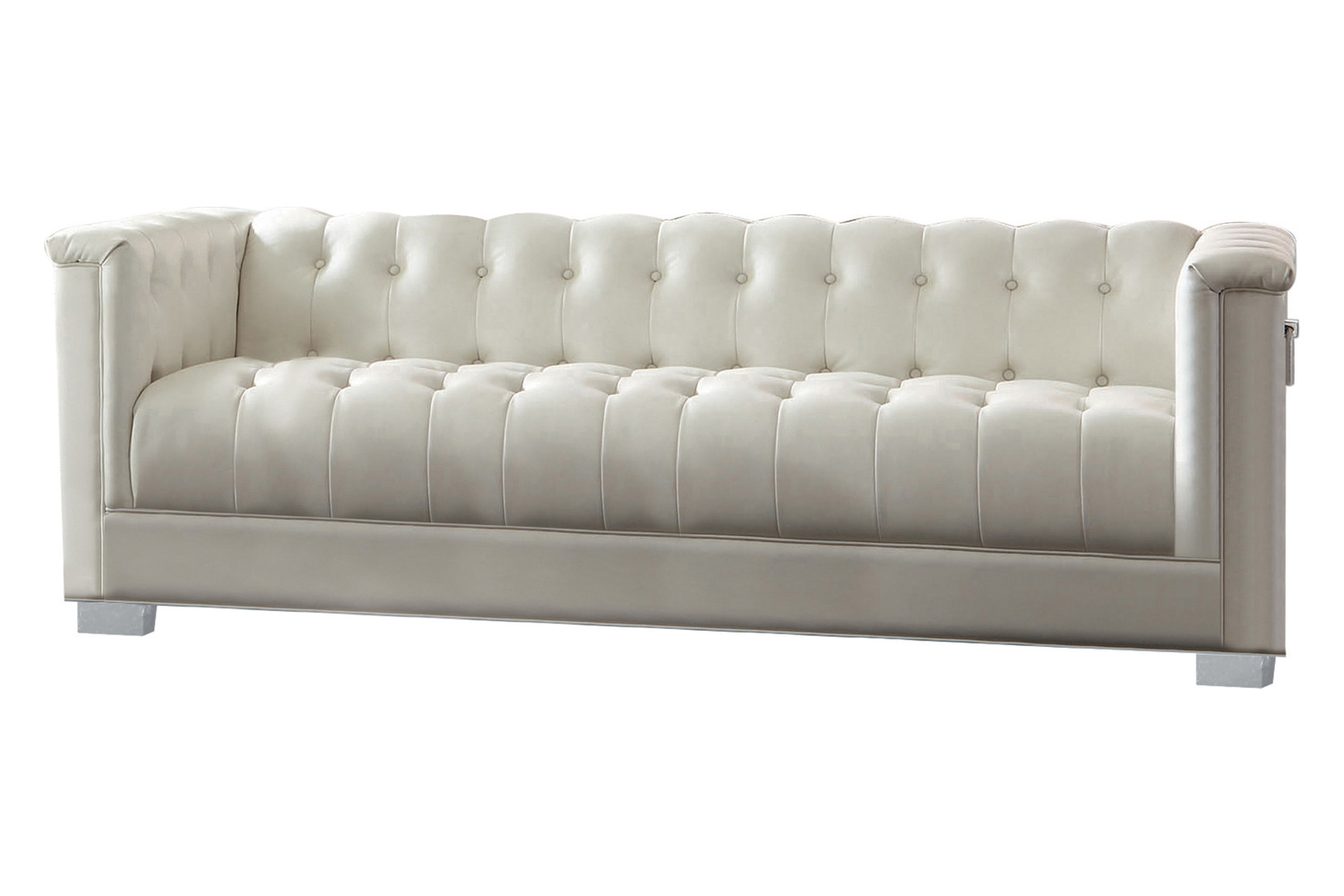 Coaster Chaviano Upholstered Tufted Living Room Set with Chair - Pearl White