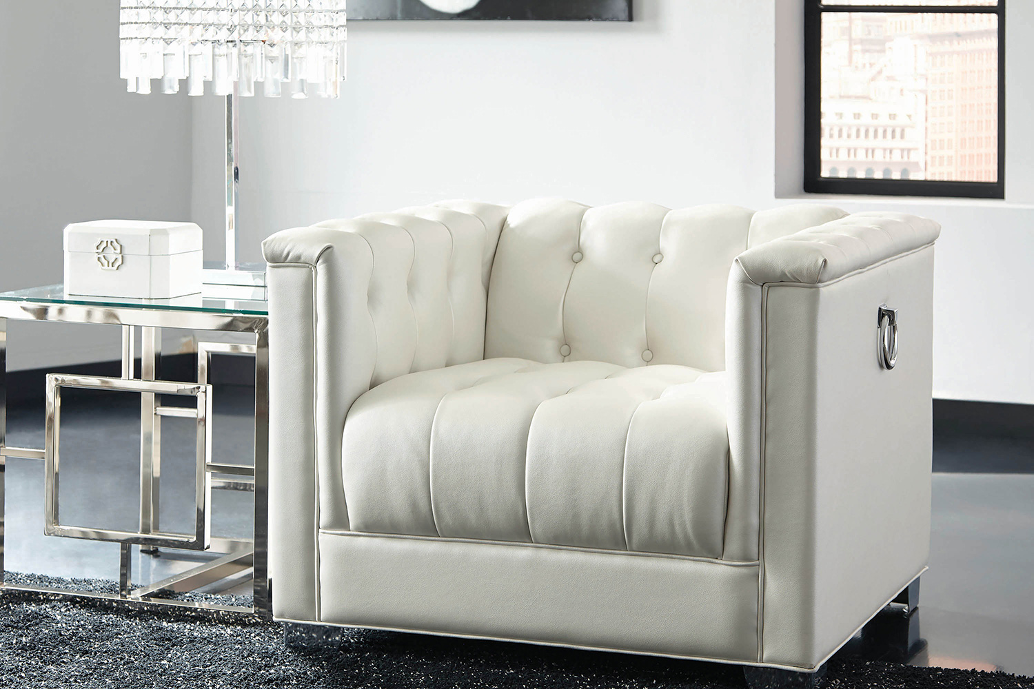 Coaster™ Chaviano Tufted Upholstered Chair - Pearl White