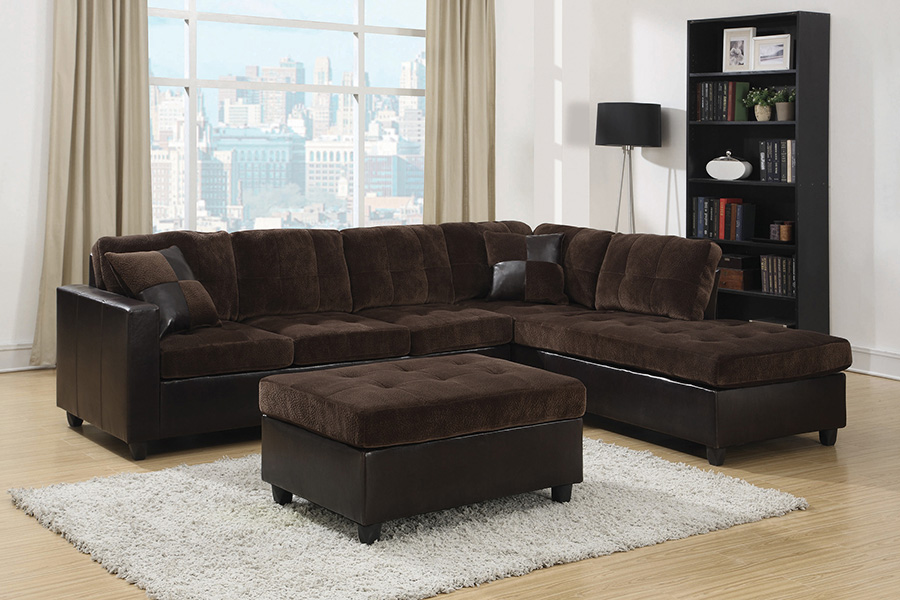 Coaster - Mallory Tufted Upholstered Sectional in Dark Chocolate