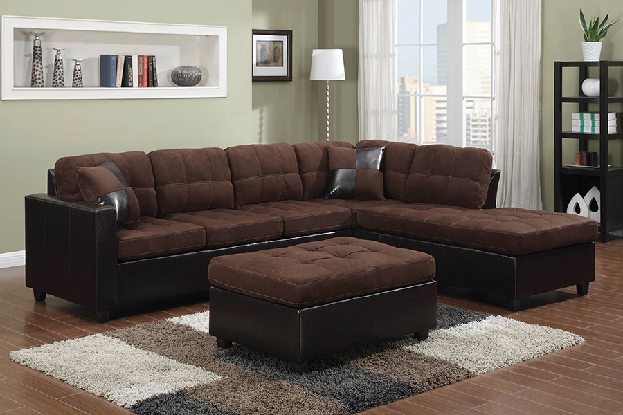 Coaster Mallory Upholstered Sectional - Chocolate/Dark Brown