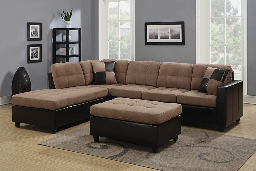 Coaster™ Mallory Rectangular Upholstered Tufted Ottoman - Tan/Dark Brown