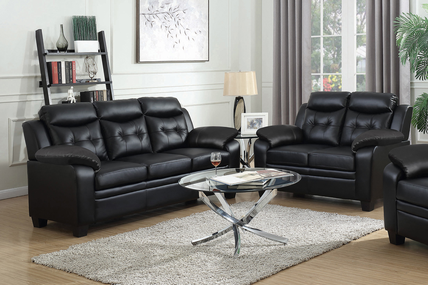 Coaster - Finley Tufted Upholstered Sofa in Black