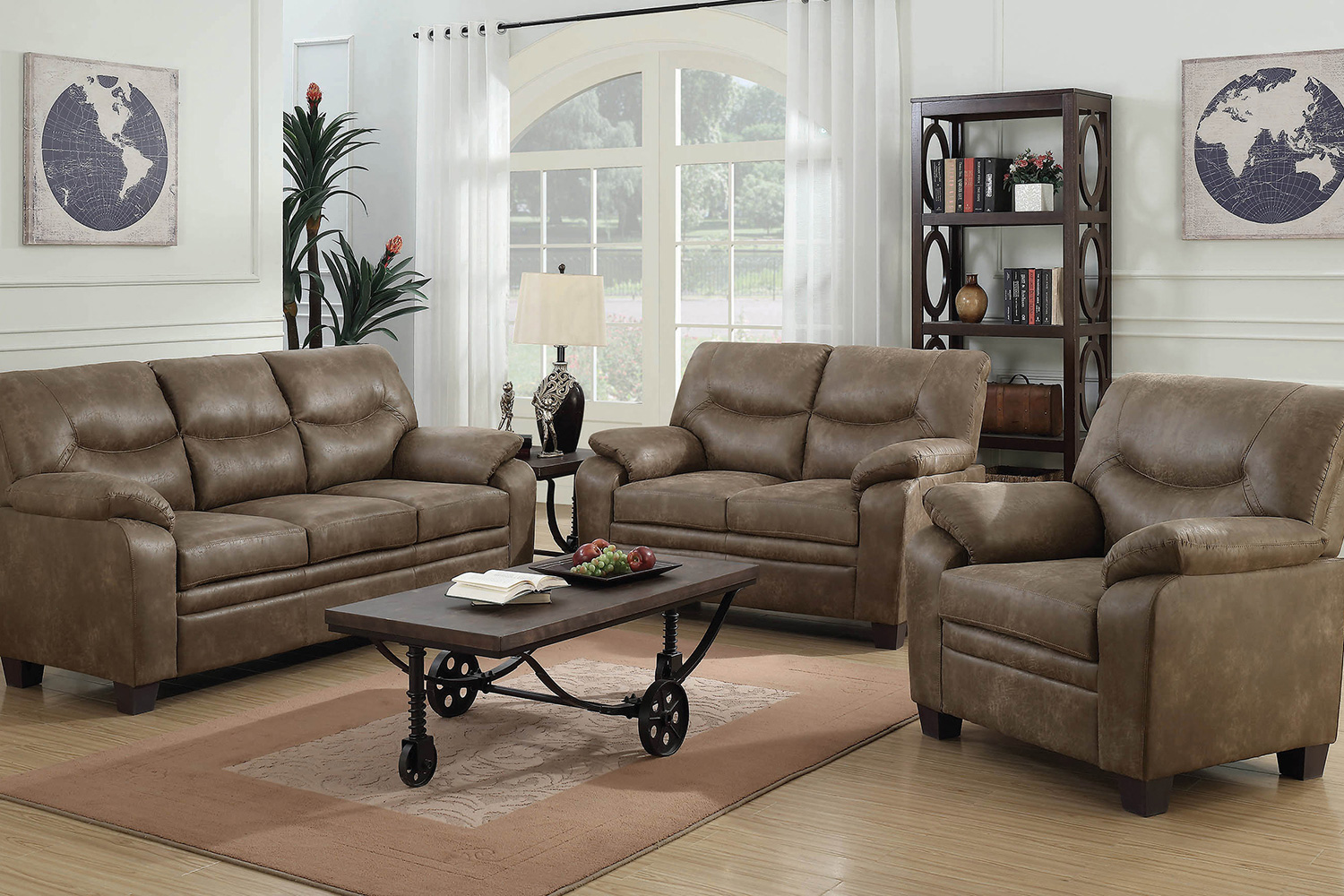 Coaster - Meagan Upholstered Sofa With Pillow Top Arms in Brown