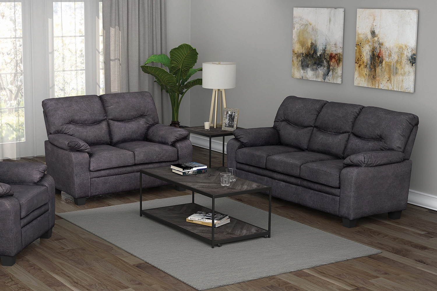 Coaster - Meagan Pillow Top Arms Upholstered Sofa in Charcoal