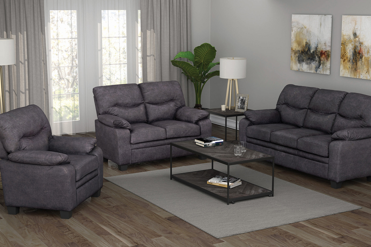 Coaster - Meagan Pillow Top Arms Upholstered Loveseat in Charcoal