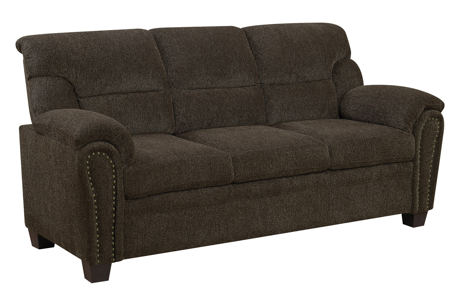 Coaster Clemintine Upholstered Sofa with Nailhead Trim - Brown