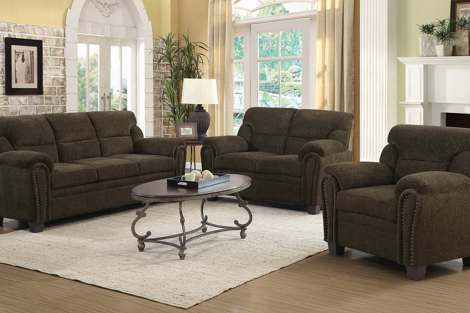 Coaster - Clemintine Upholstered Loveseat with Nailhead Trim