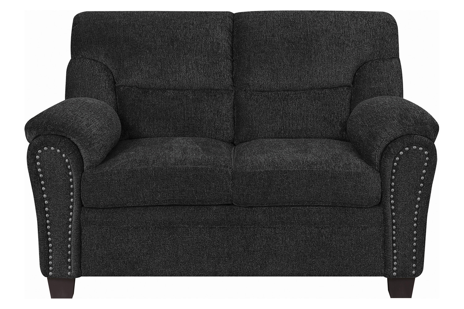 Coaster Clemintine Upholstered Loveseat with Nailhead Trim - Graphite