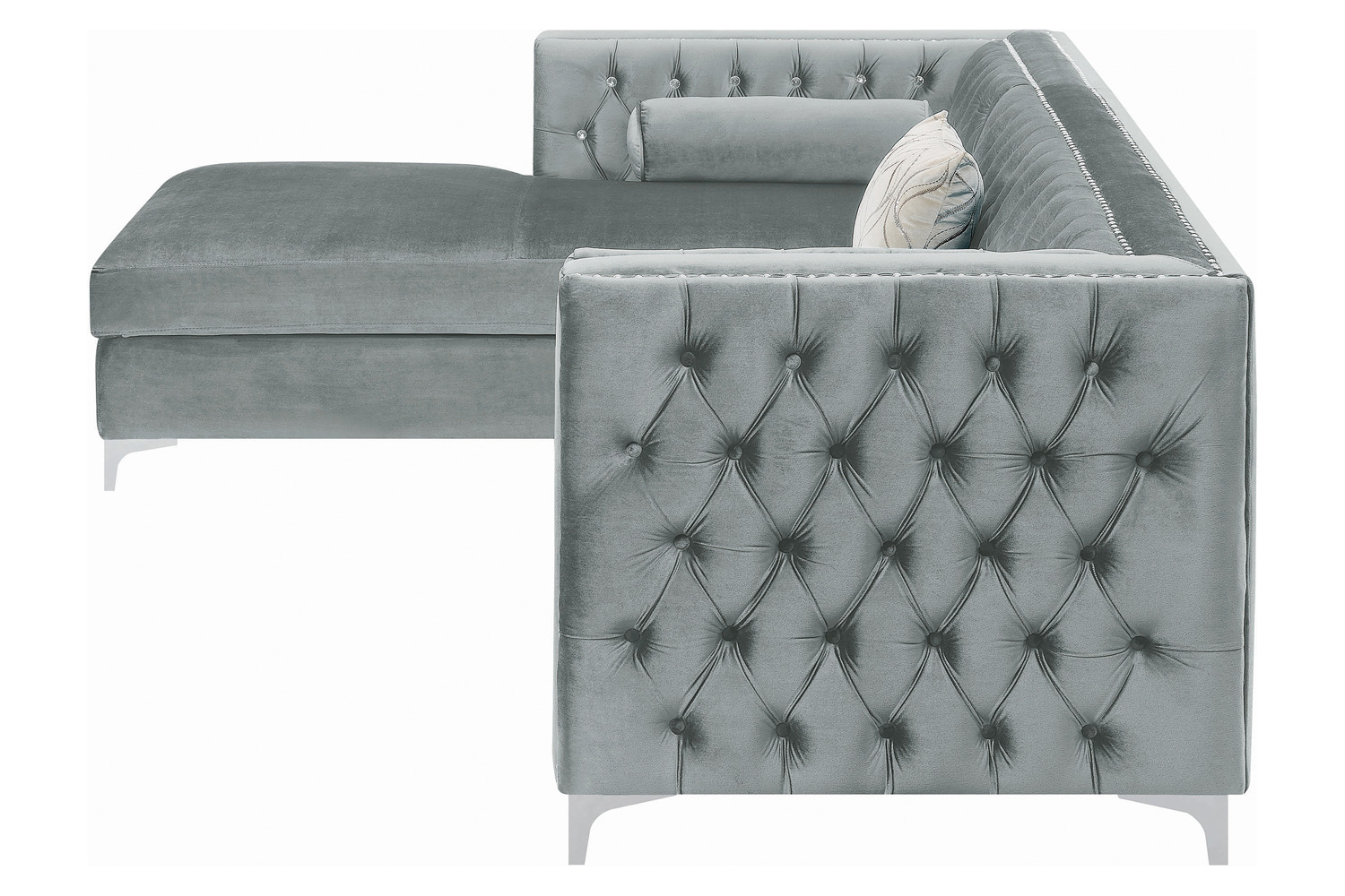 Coaster Bellaire Button-Tufted Upholstered Sectional - Silver