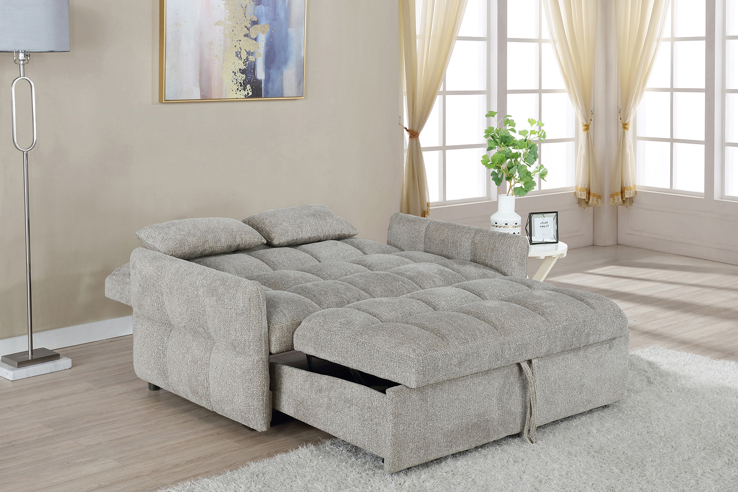 Coaster Cotswold Tufted Cushion Sleeper Sofa Bed - Beige