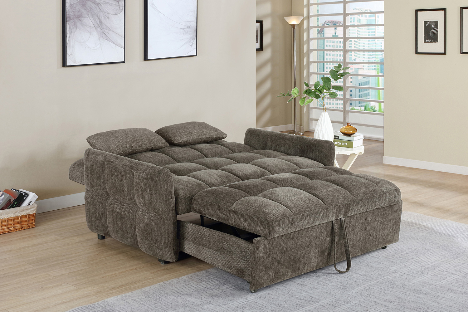 Coaster Cotswold Tufted Cushion Sleeper Sofa Bed - Brown