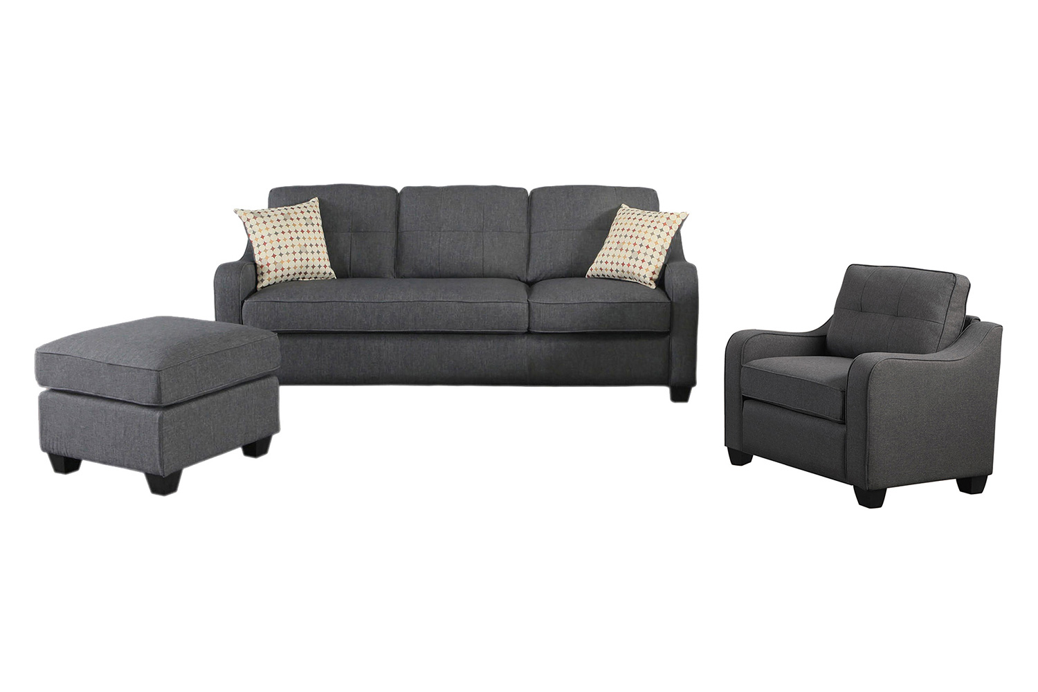 Coaster - 2-Piece Upholstered Tufted Living Room Set in Dark Gray