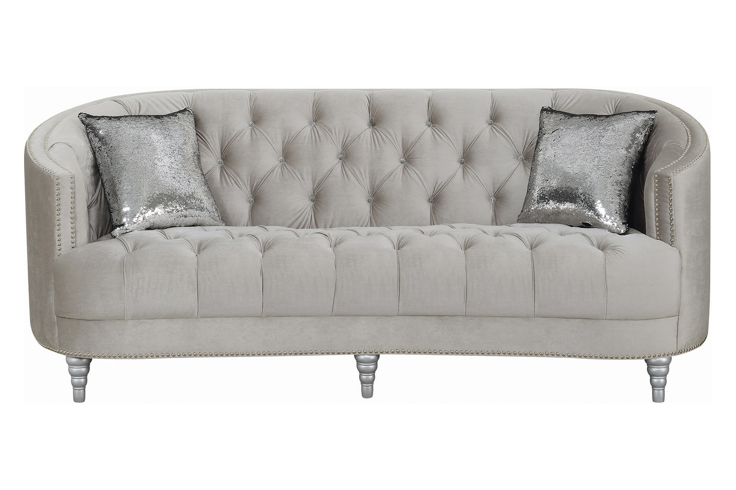 Coaster - Avonlea Sloped Arm Tufted Sofa in Gray