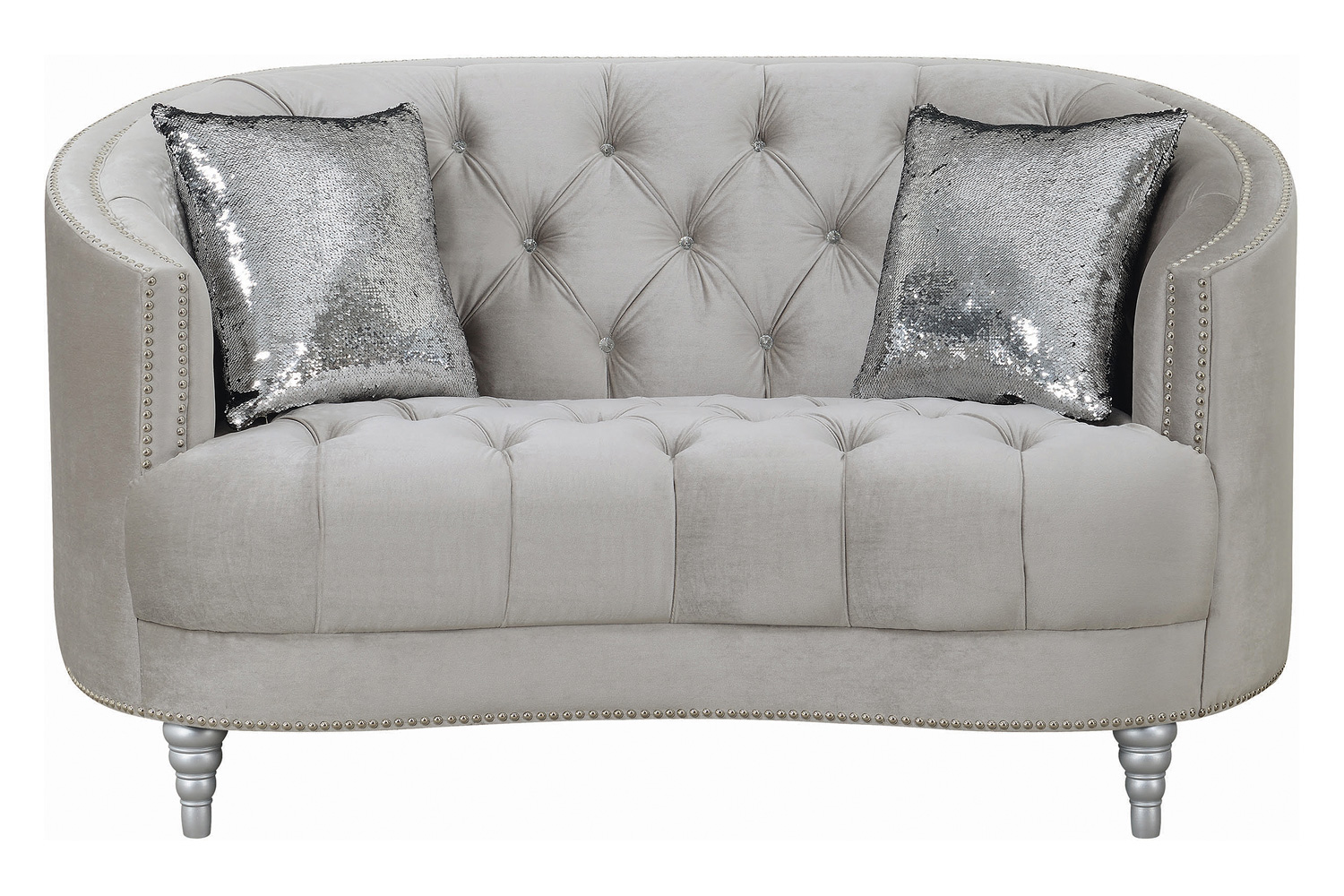 Coaster - Avonlea Sloped Arm Tufted Loveseat in Gray