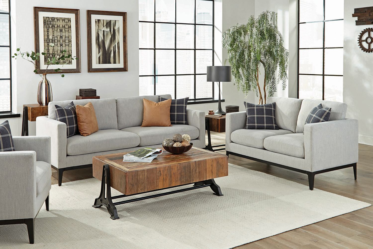 Coaster - Apperson Cushioned Back Sofa in Light Gray