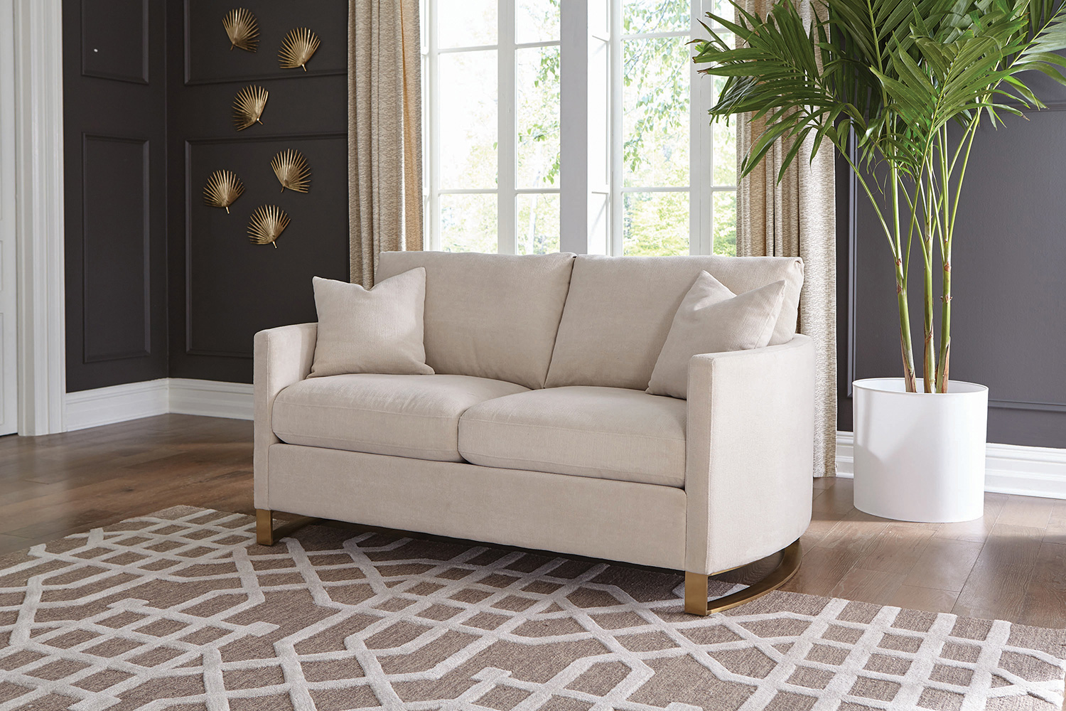 Coaster - Corliss Upholstered Arched Arms Loveseat in Beige